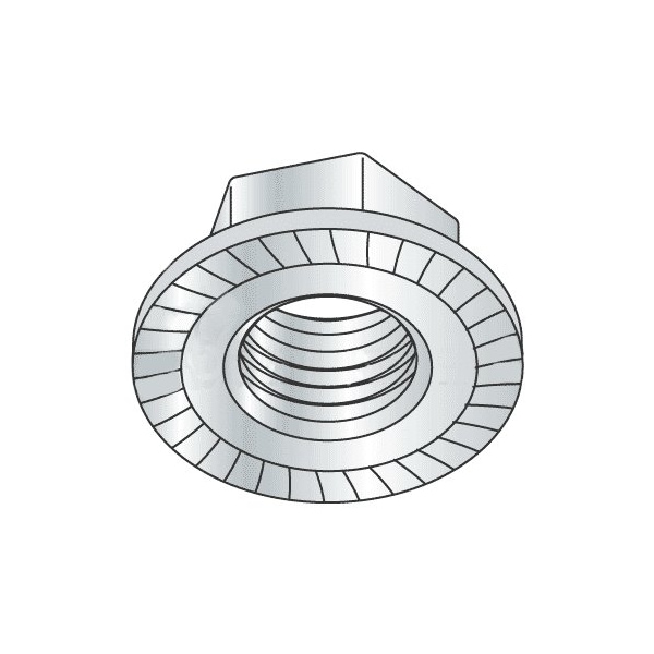 Newport Fasteners Serrated Lock Nut, 3/8"-16, Steel, Zinc Plated, 0.23 in Ht, 2000 PK 673852-BR-2000 - main